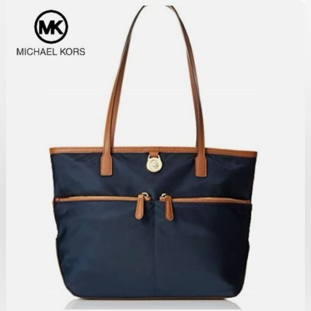 Michael Kors Navy and Tan Tote Bag